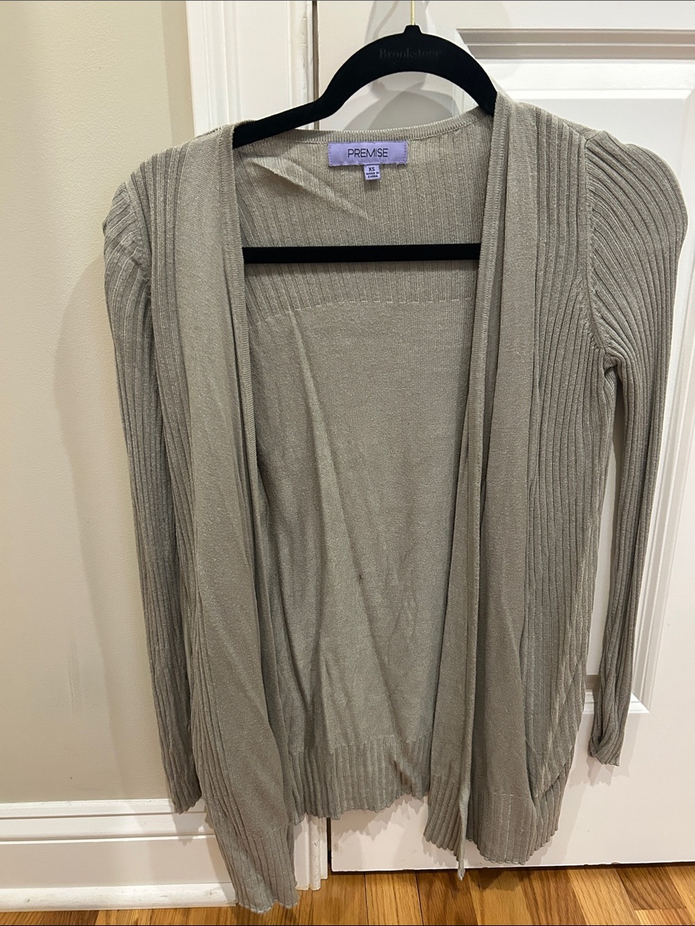 Premise Light Green Open-Front Ribbed Cardigan